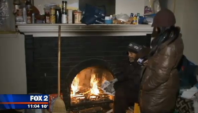 detroit man burns woods to stay warm