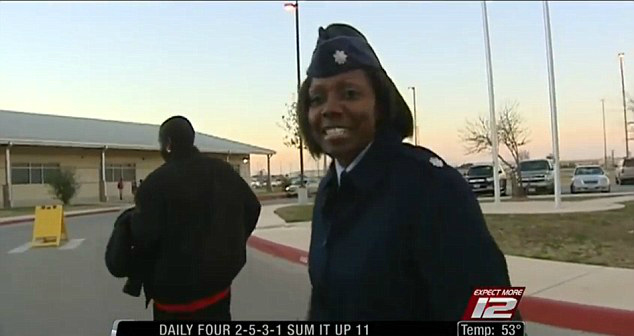 military mom surprises son at free throw basketball line