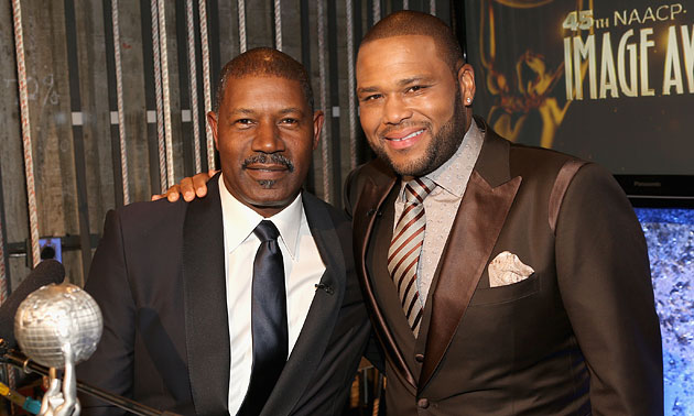 Host Anthony Anderson and in-show announcer Dennis Haysbert at the NAACP 45th Annual Image Awards (February 22, 2014)