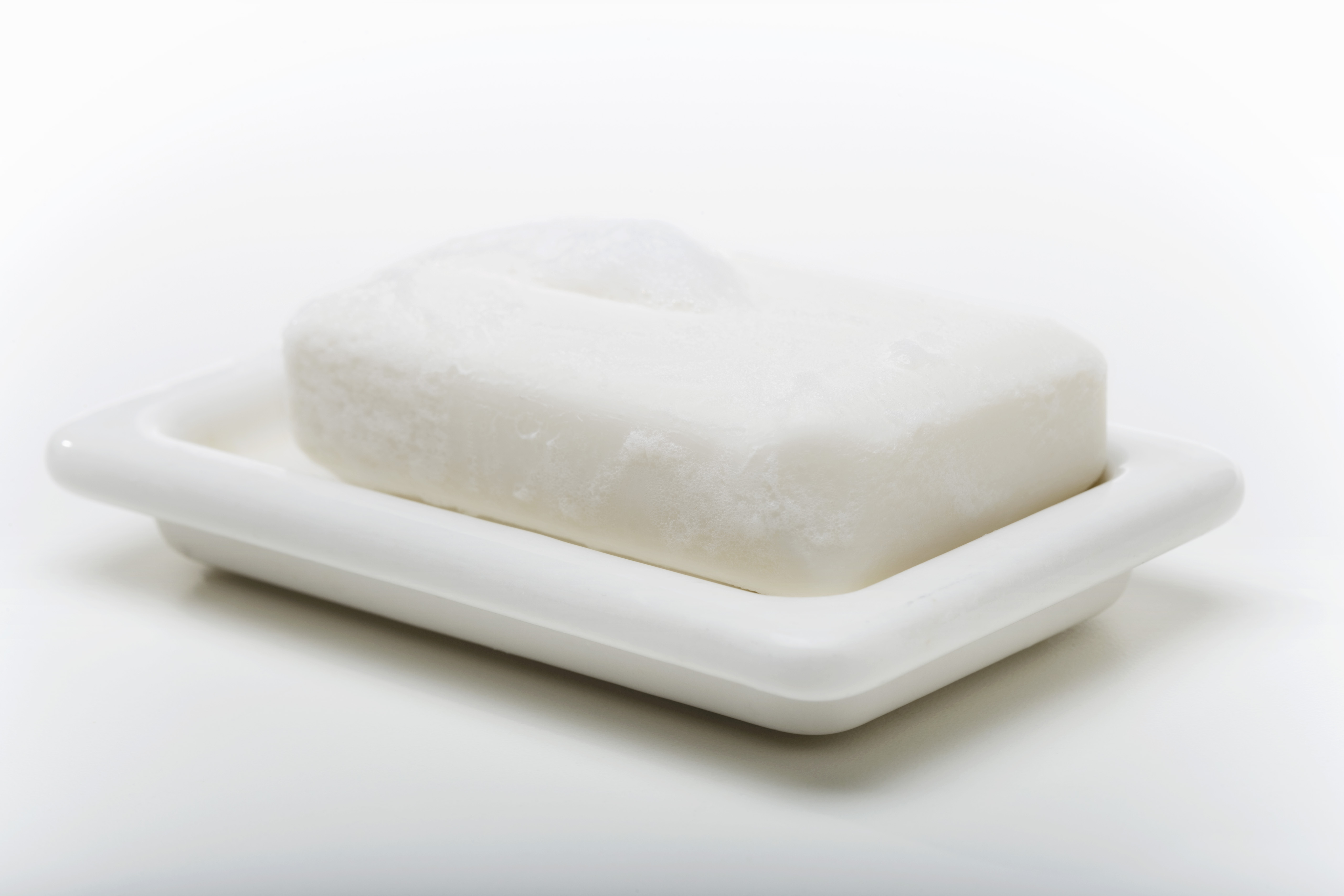 A bar of soap on a dish
