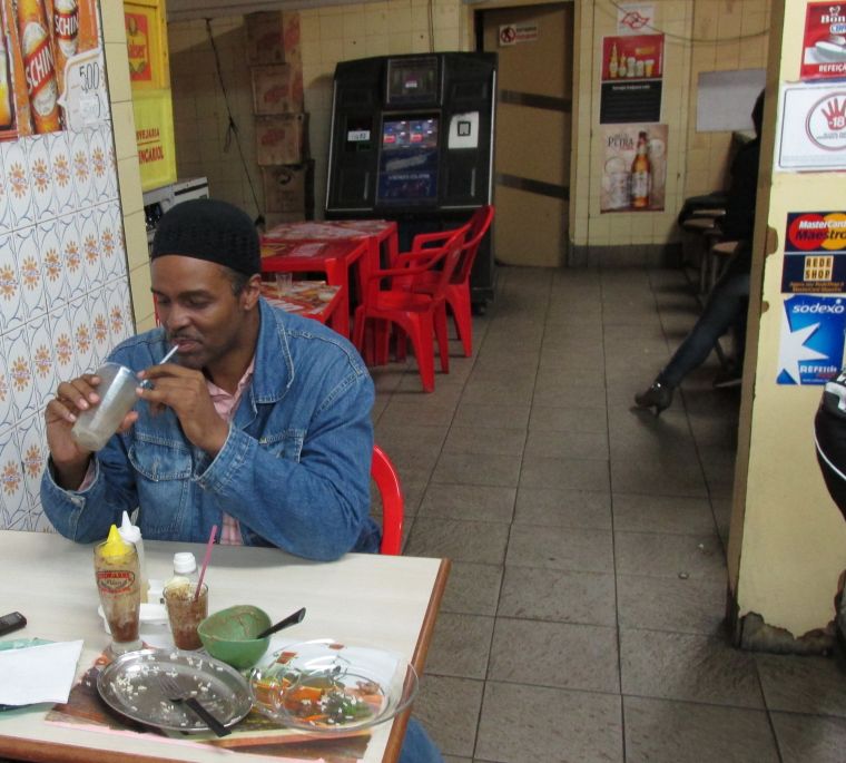 Mark Tranae at a café in Sao Paulo