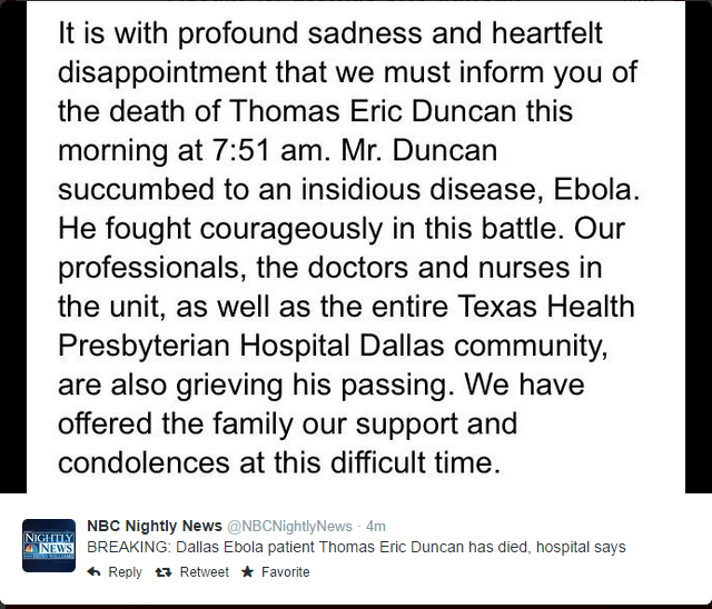 NBC News Ebola Announcement