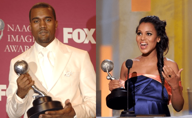 Kanye West and Kerry Washington NAACP Image Award Wins (Getty Images)