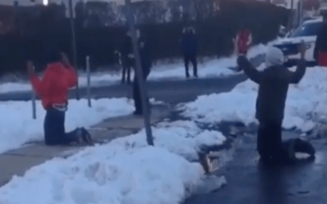 Video goes viral of New Rochelle, N.Y. police officer holding teens at gunpoint during a reported snowball fight. (YouTube Screenshot)