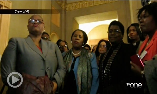 Black Woman Protest Republican Stalling Loretta Lynch Confirmation Vote