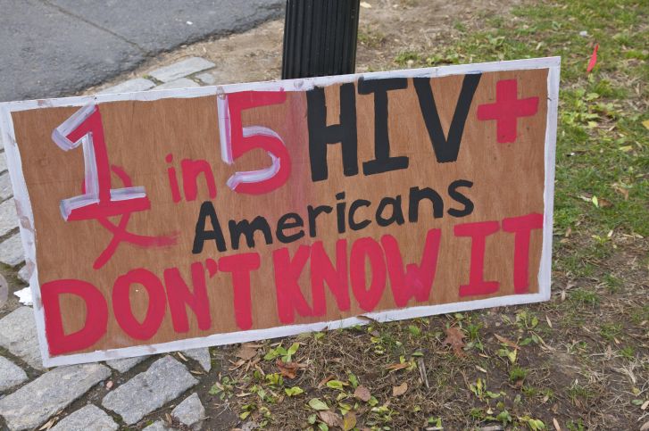 HIV awareness sign for World AIDS Day Awareness at Princeton University, Princeton, NJ, USA