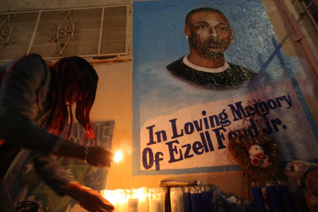 Ezell Ford memorial in Los Angeles, California