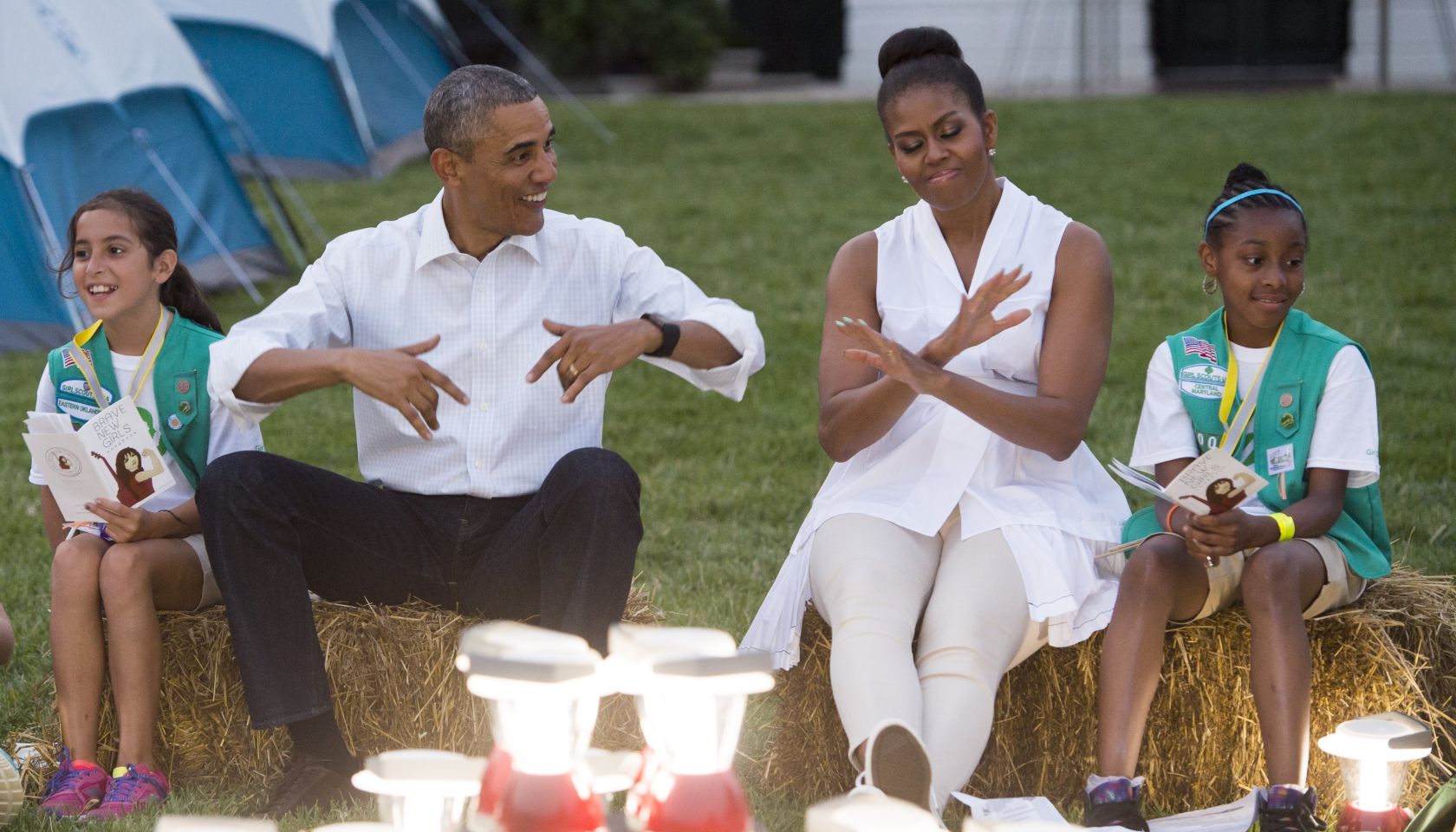 President, First Lady Host Girls Scouts At First-Ever White House Campout