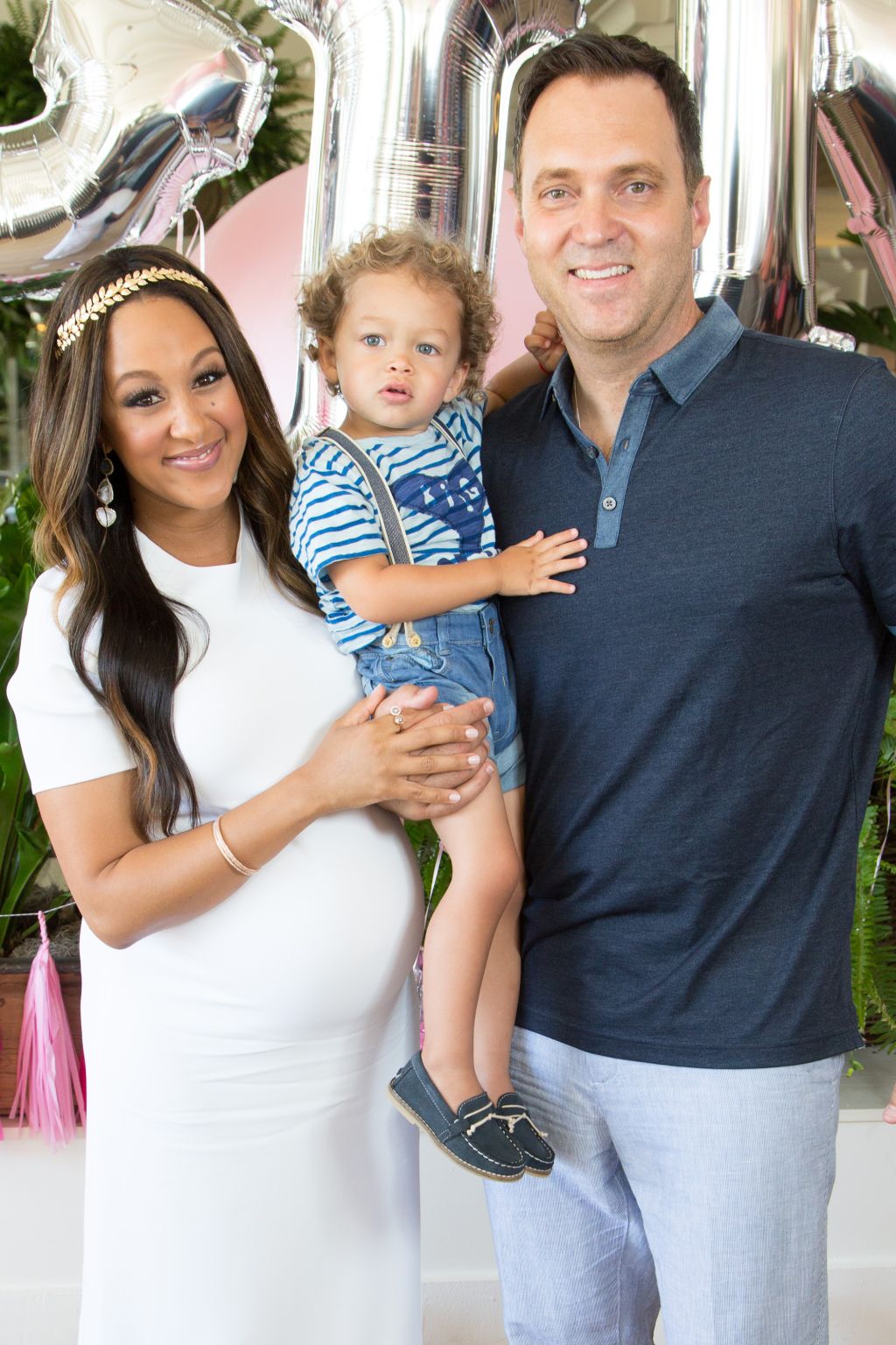 Tia Mowry-Housley, Adam Housley, son Aden at second baby shower