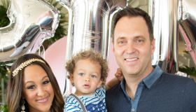 Tia Mowry-Housley, Adam Housley, son Aden at second baby shower