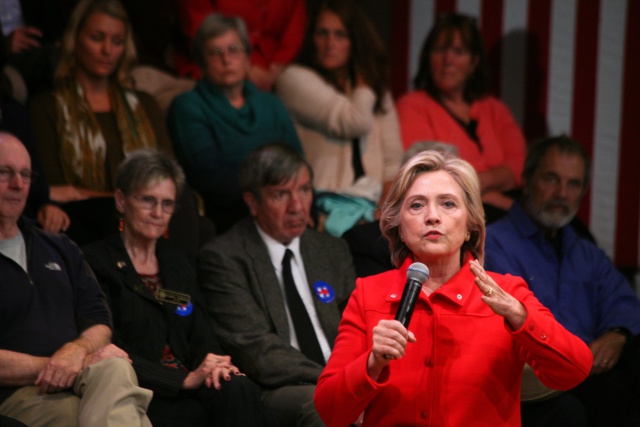 Democratic presidential nominee Hillary Clinton speaks...