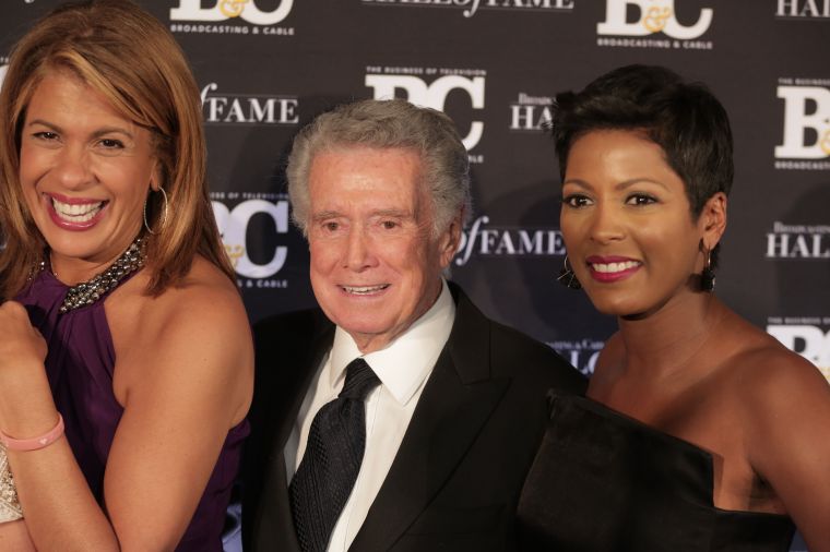 Hosts of the awards ceremony, Hoda Kotb and Regis Philbin, are joined by NBC correspondent Tamron Hall.