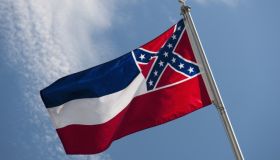 USA, Mississippi State flag against sky