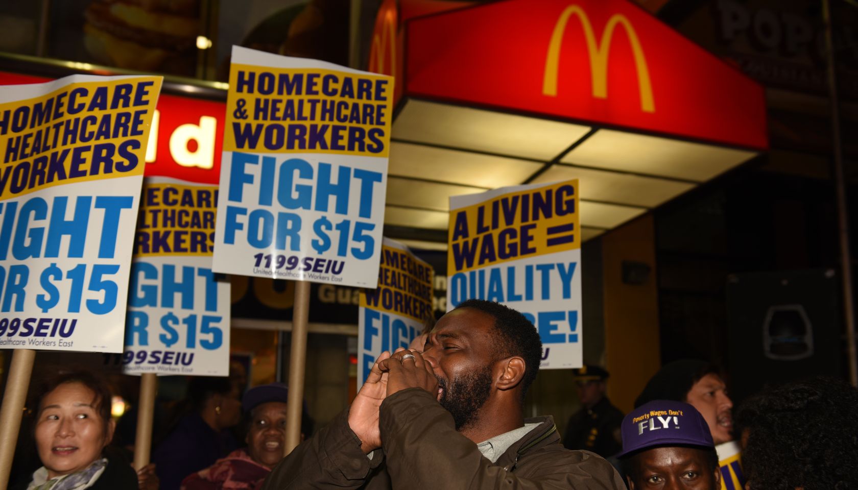 Home care workers rally in front of downtown Brooklyn...