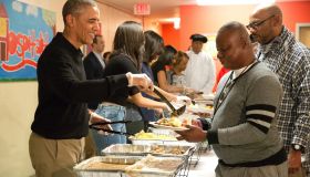 President Obama Serves Thanksgiving Meals To Homeless Veterans