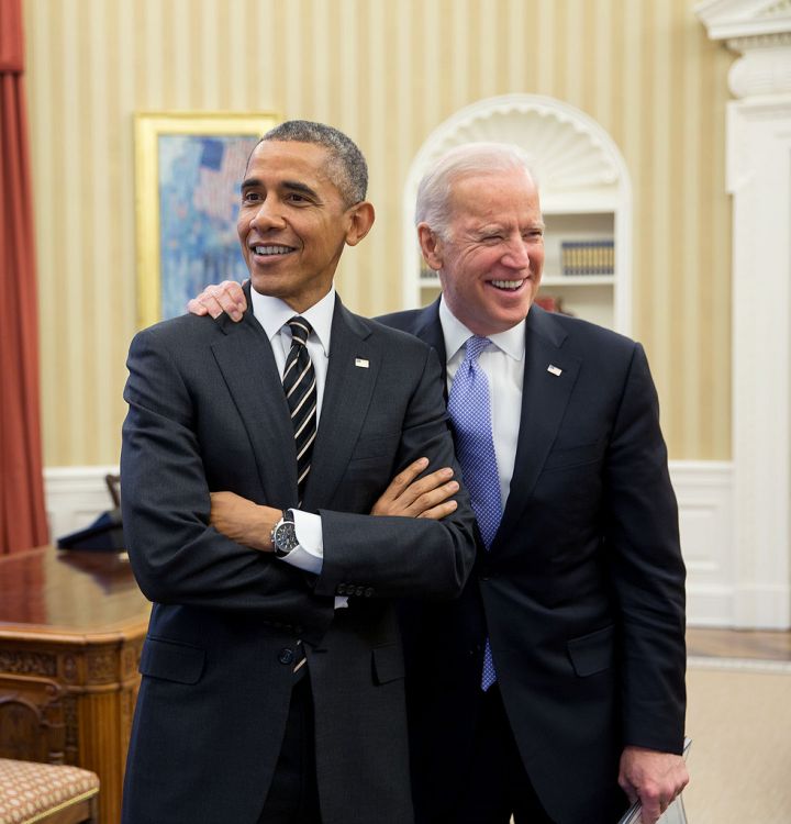 FEBRUARY: Obama is seen with one of his biggest supporters, vice president Joe Biden. While chose not to run in the 2016 presidential election, Obama said he would be in his corner.