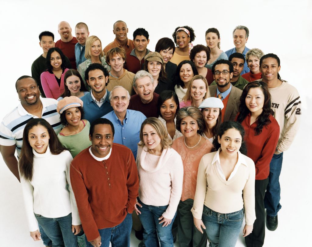 Studio Shot of a Large Mixed Age, Multiethnic Group of Men and Women
