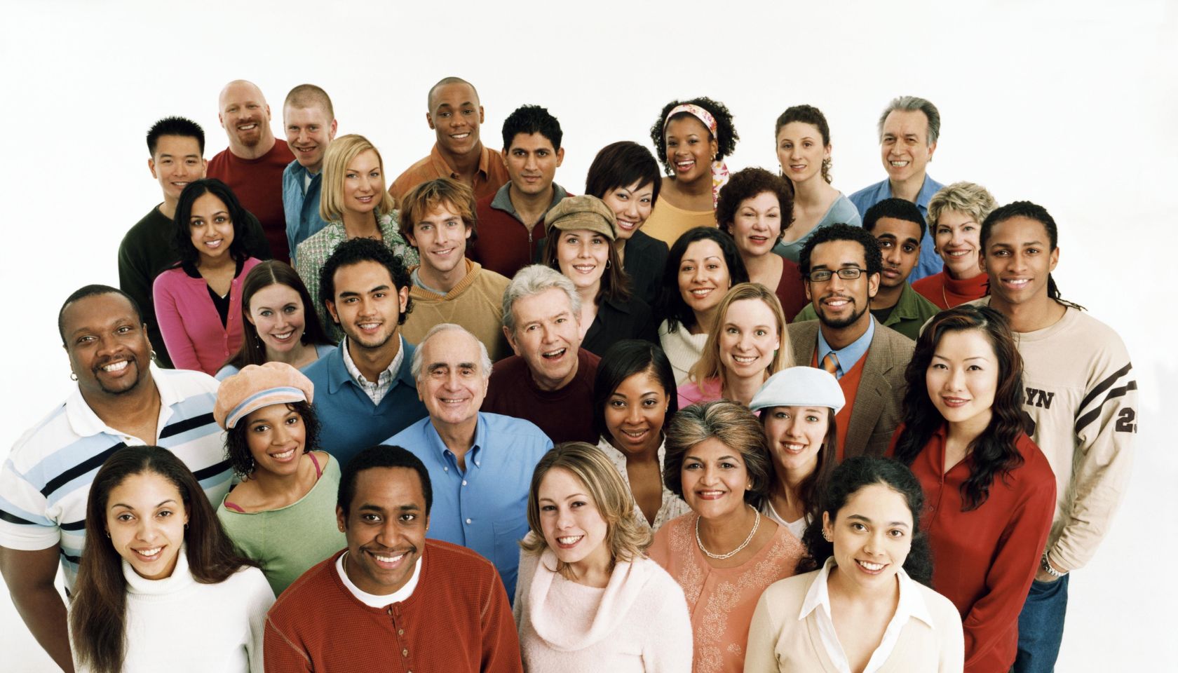 Studio Shot of a Large Mixed Age, Multiethnic Group of Men and Women
