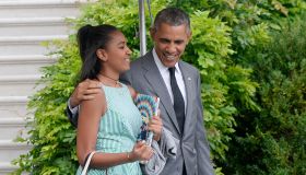 President Barack Obama and daughter Sasha depart the White House- DC