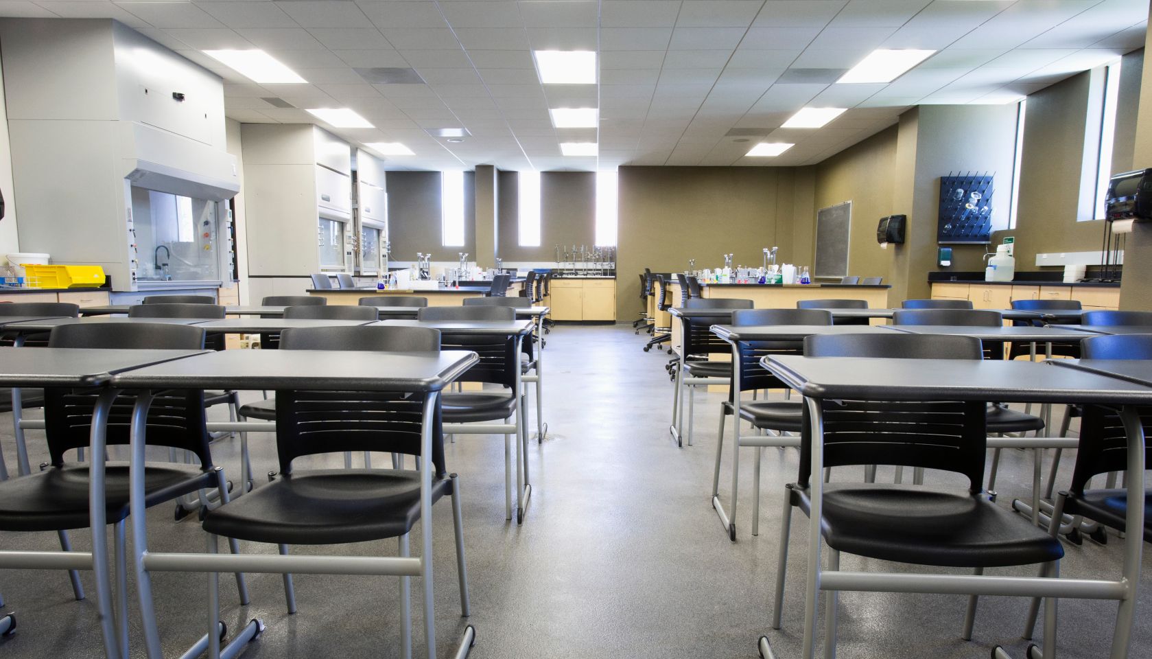 Empty desks in classroom