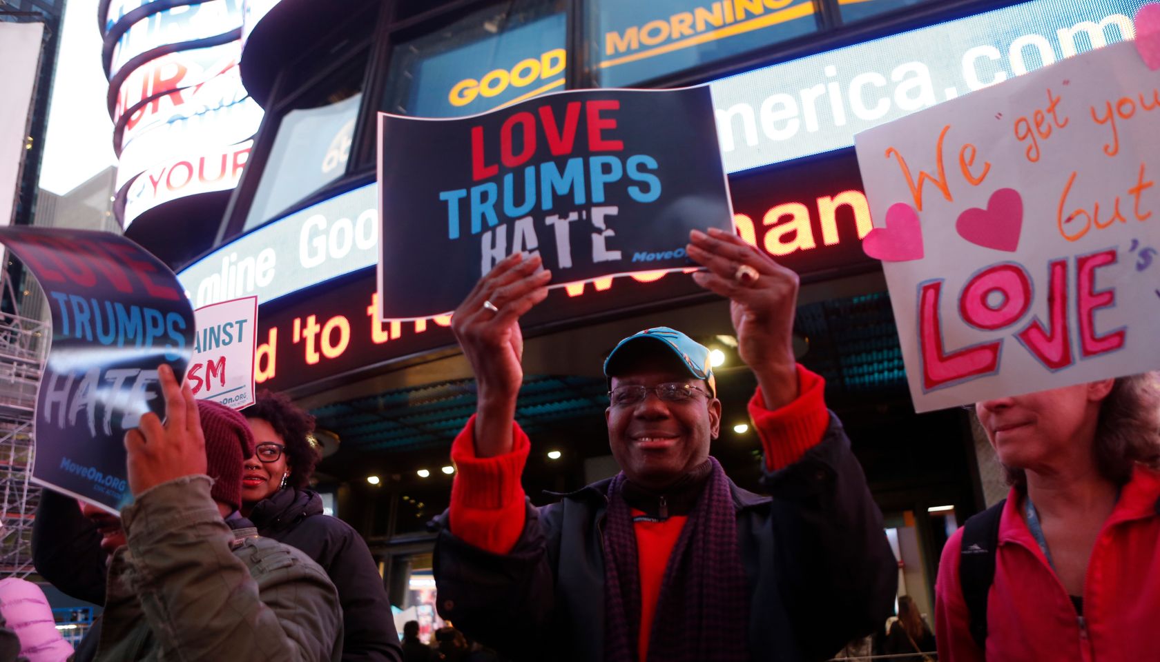 Americans Stand for Love & Against Trump's Hate Outside GMA