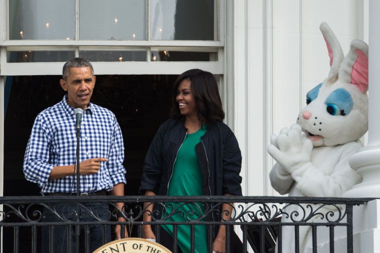 Michelle And Barack Obama Greet Guests With The Easter Bunny