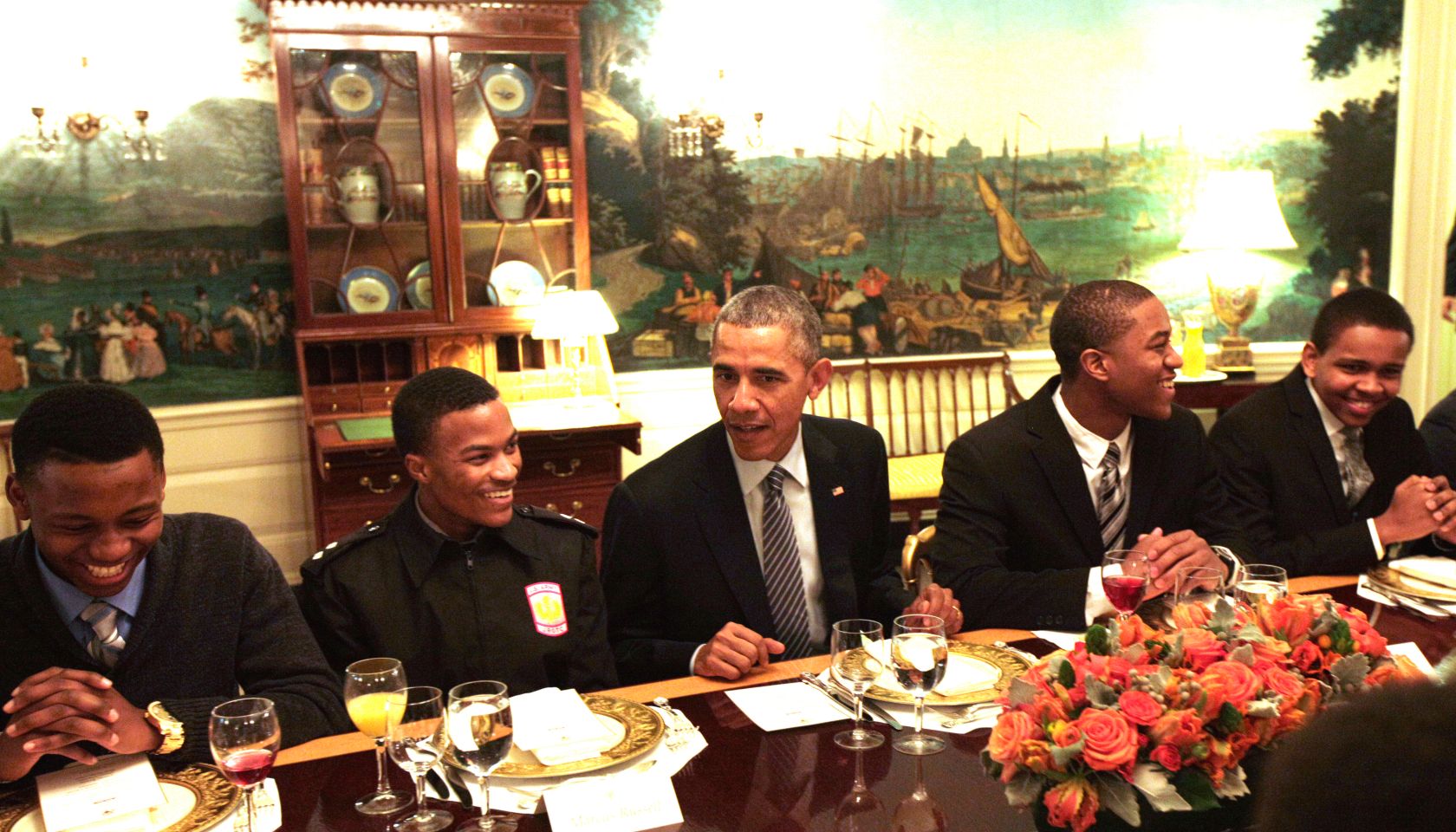 Members of My Brother's Keeper Program Have Lunch with President Obama at The White House