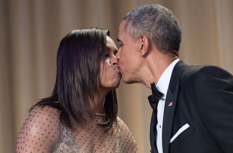 Michelle and Barack Kiss