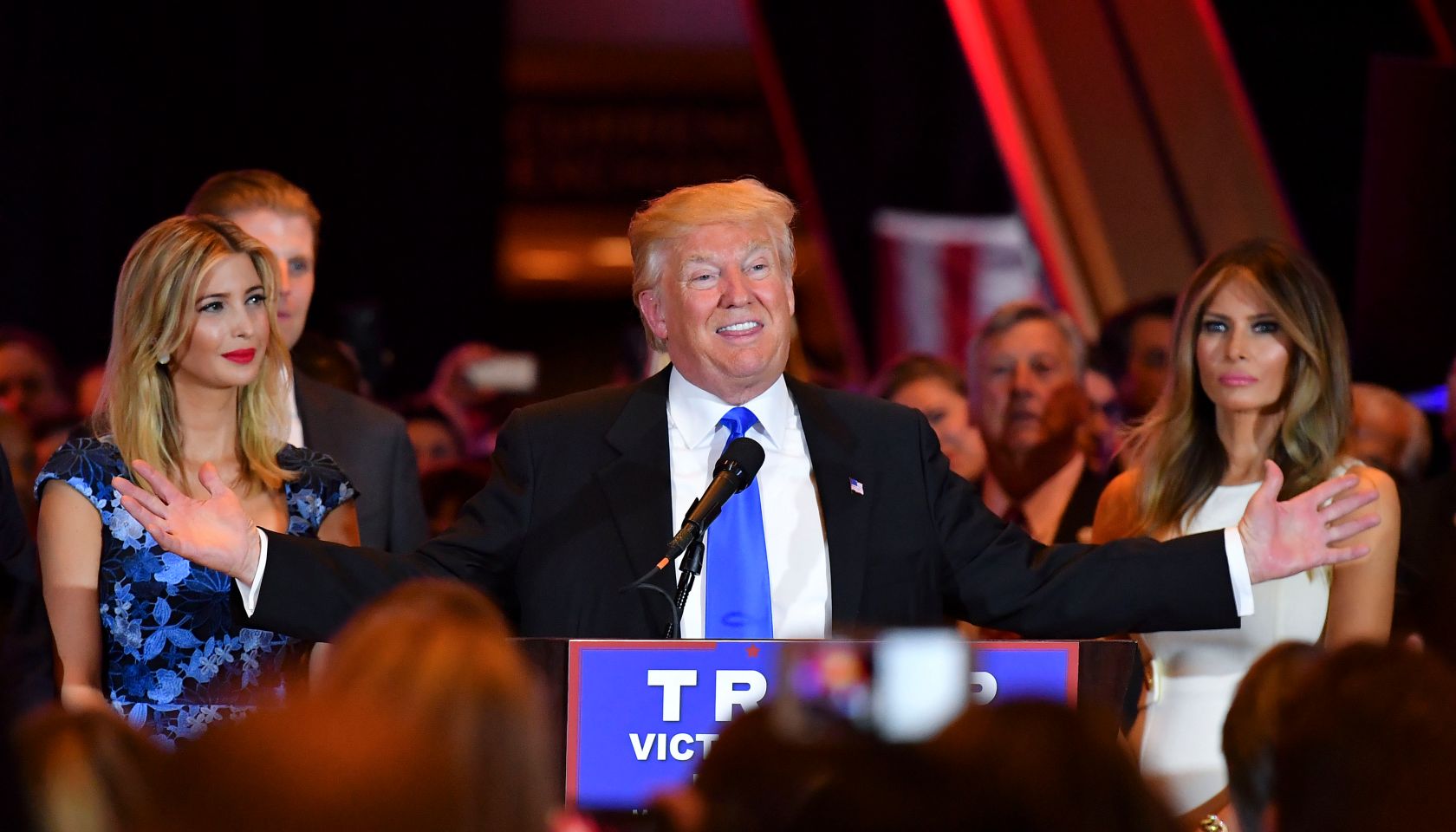 NEW YORK, NY - MAY 3: Surrounded by his supporters and family,