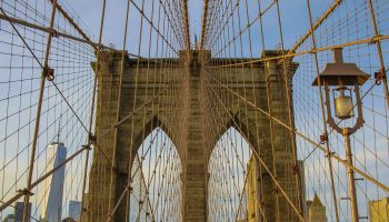 Low Angle View Of Brooklyn Bridge Against Sky