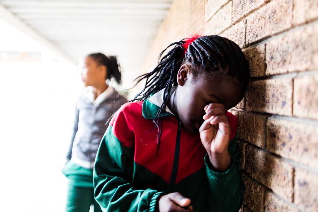 Portrait of a bullied school girl