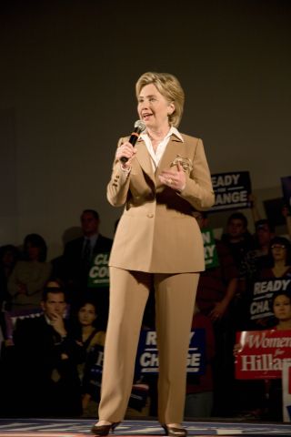 U.S. Senator, Former First Lady and Presidential Candidate, Hillary Clinton, speaking at rally after Iowa Democratic Presidential Debate, Drake University, Des Moines, Iowa, August 19, 2007