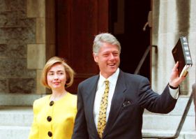 US President Bill Clinton and First Lady Hillary w