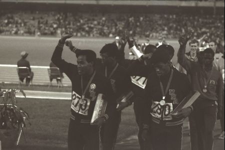 63 4x400 relay team salute Mexico