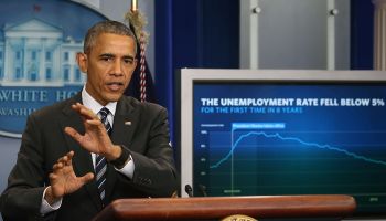 President Obama Speaks On The Economy In Brady Press Briefing Room