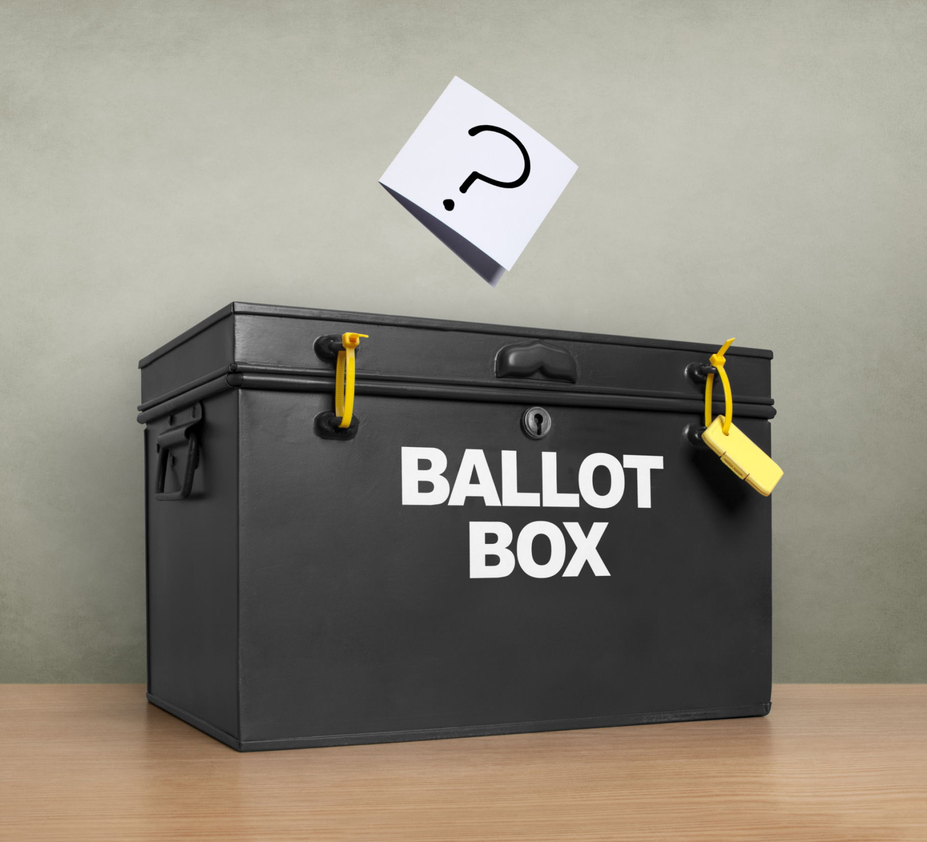 Question mark at the ballot box
