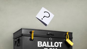 Question mark at the ballot box