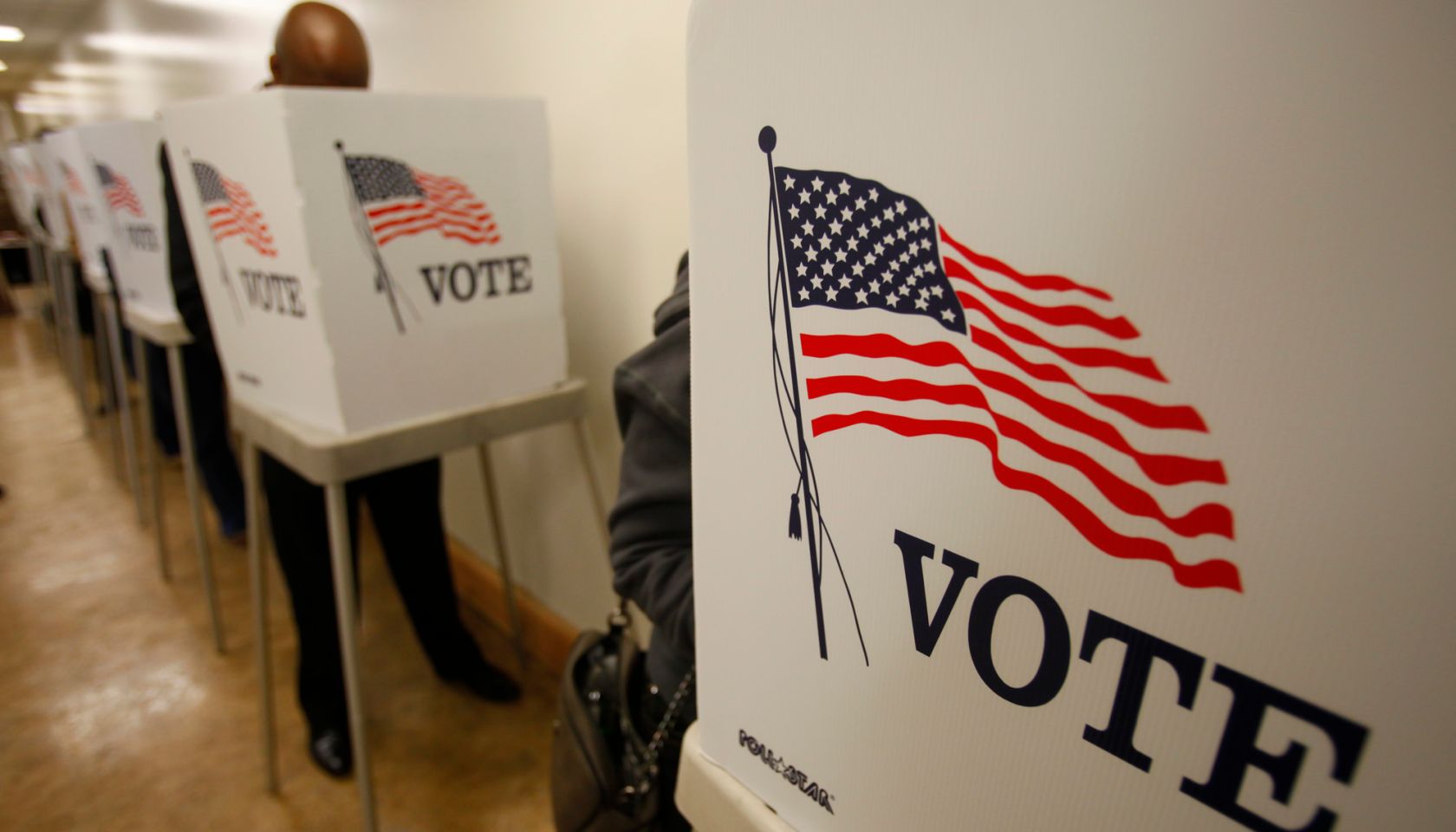 Early voters line-up before dawn at the Los Angeles County Registrar of Voters Office in Norwalk to