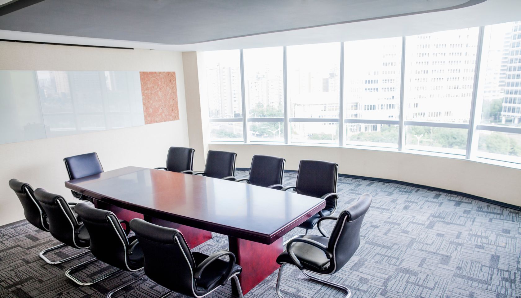 View of conference room table and chairs