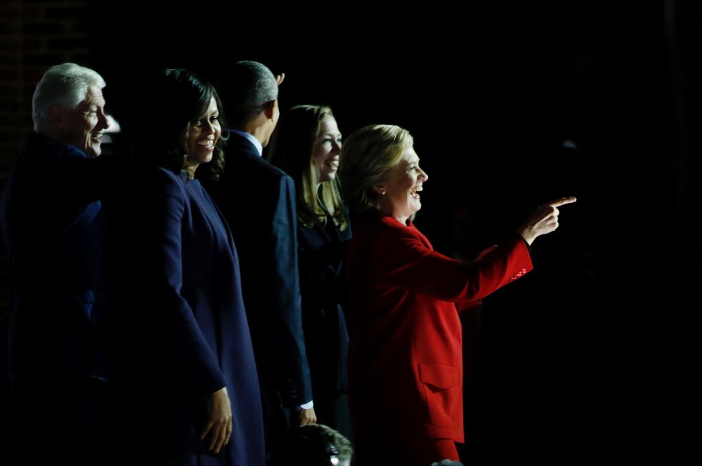 Hillary Clinton, U.S. President Barack Obama and first lady Michelle Obama during Campaign in Pennsylvania