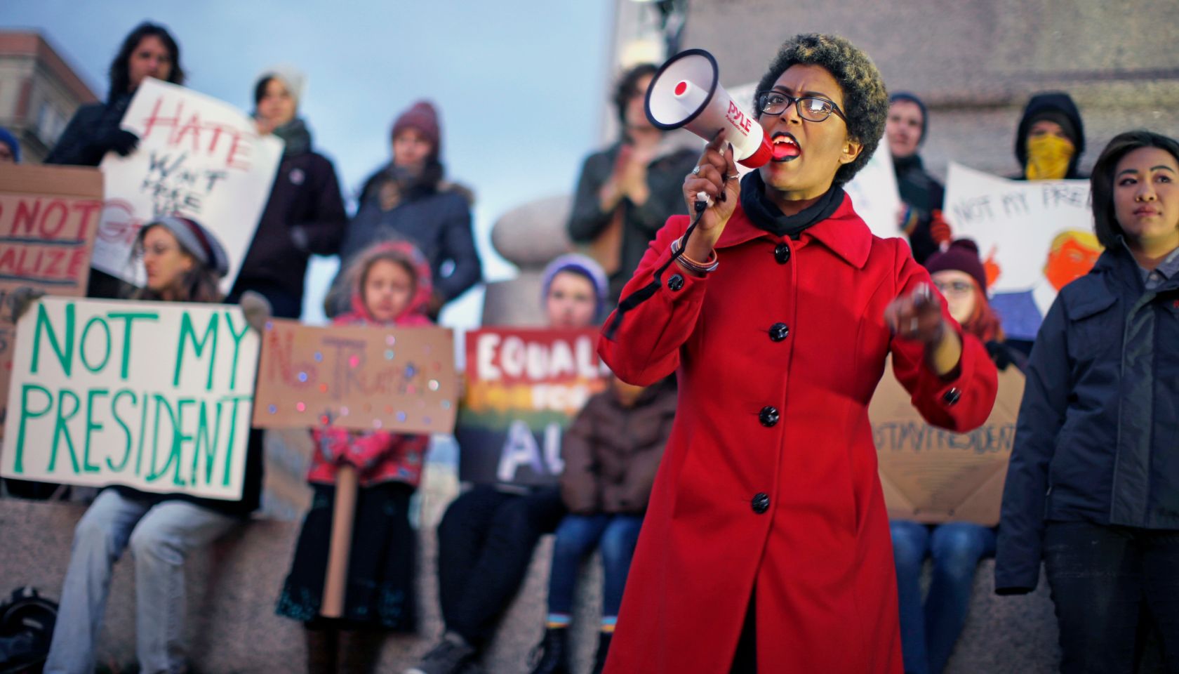 Anti-Trump protest held in Monument Square