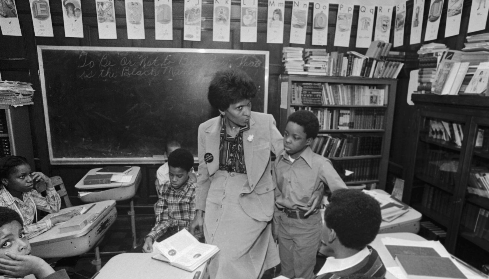 Teacher and Students in Chicago Inner City School