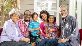 Multi generation African American family smiling, portrait