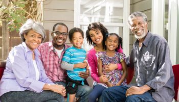 Multi generation African American family smiling, portrait