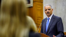 Forner Attorney General Eric Holder delivers a speech at the 7th annual Judge Thomas Flannery Lecture on the Administration of Justice at U. S. District court in Washington, DC.