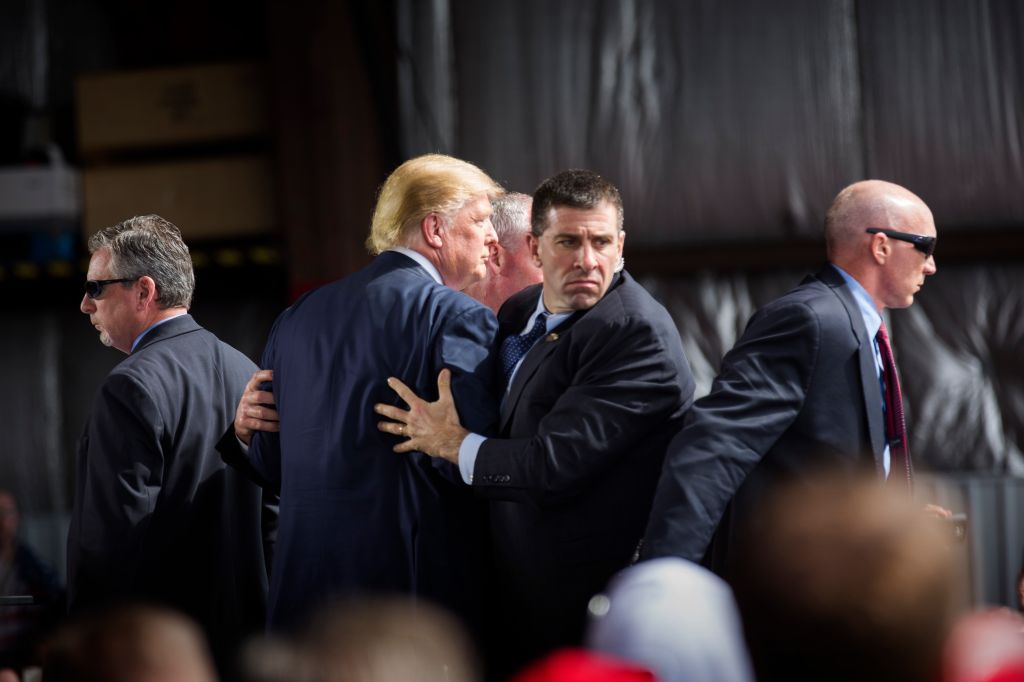 GOP Presidential Candidate Donald Trump Rushed By Protester On Stage At Dayton, Ohio Rally