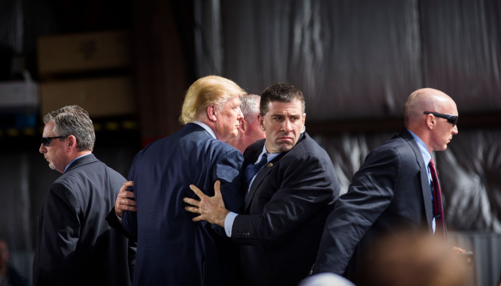 GOP Presidential Candidate Donald Trump Rushed By Protester On Stage At Dayton, Ohio Rally