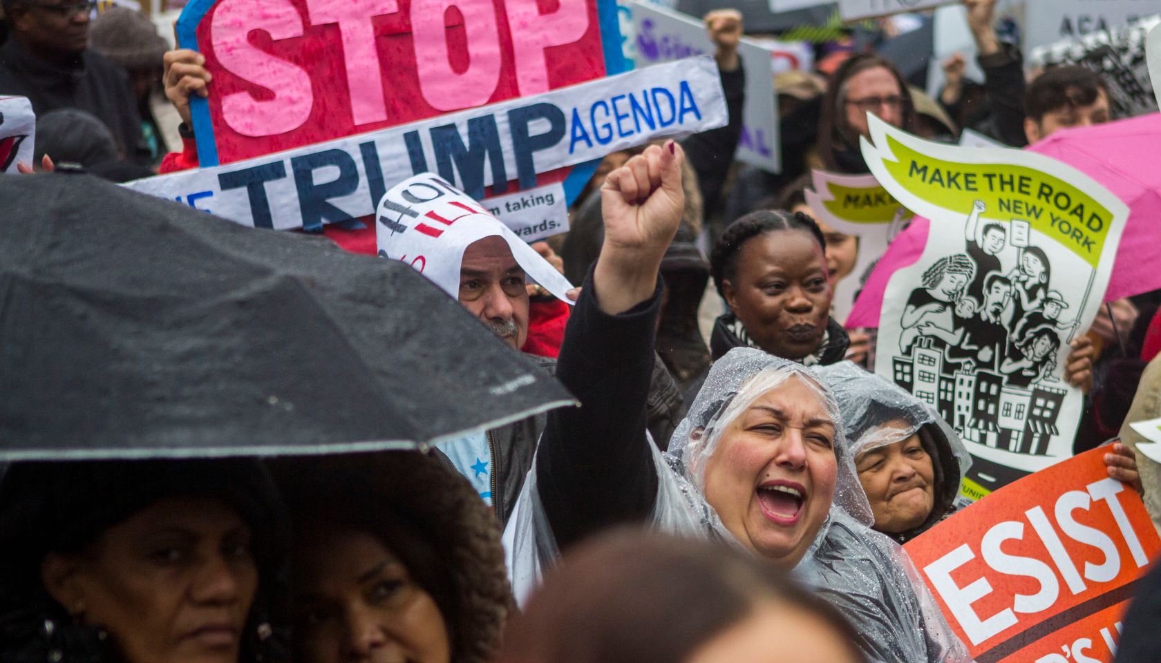Activists Rally Outside GOP Retreat In Philadelphia During Trump Visit
