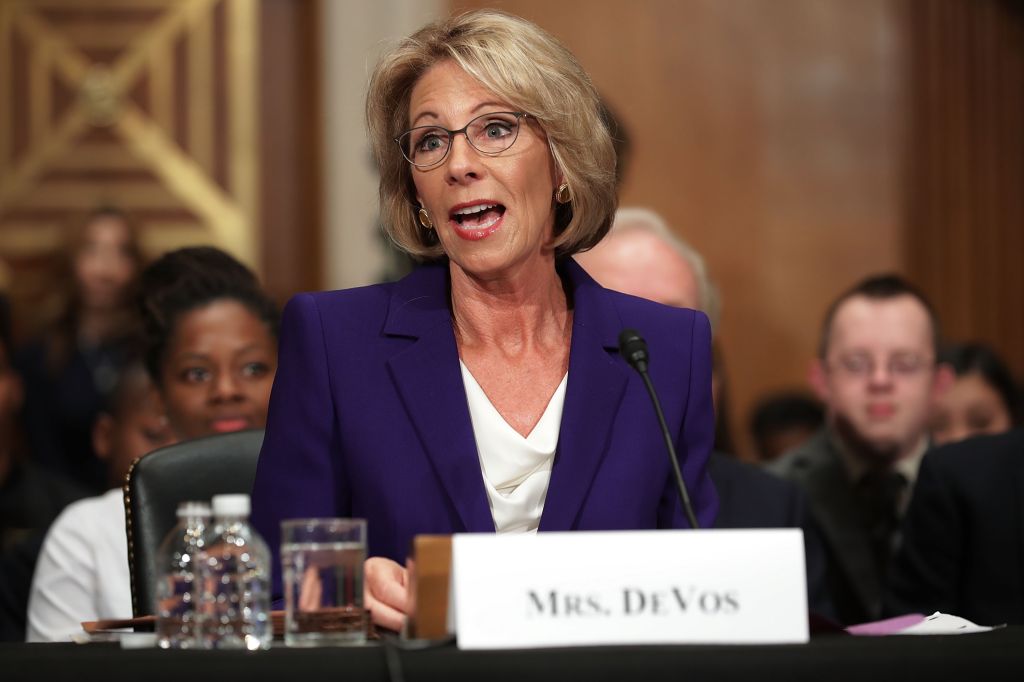 Trump's Selection For Education Secretary Betsy DeVos Testifies During Her Senate Confirmation Hearing