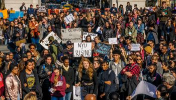 About a thousand students at New York University walked out...
